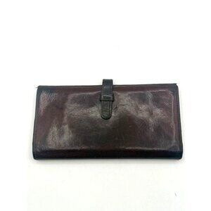 Vintage Coach Oxblood Leather Bifold Checkbook Cover Credit Card Wallet Slim